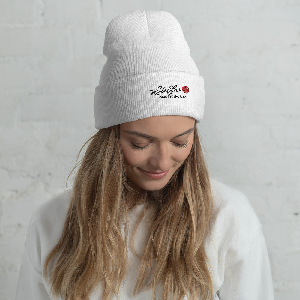 Stella Cuffed White Beanie